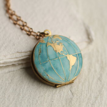 Personalised Blue Planet Map Locket Necklace, 9 of 12