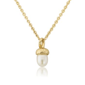 Sterling Silver Tiny Pearl Acorn Pendant, 7 of 8