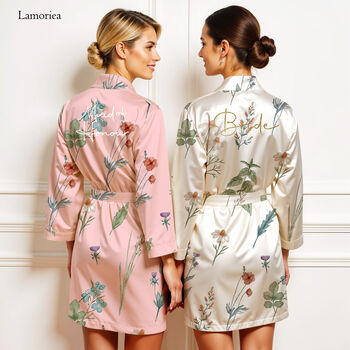 Personalised Women Floral Satin Robe, 2 of 2
