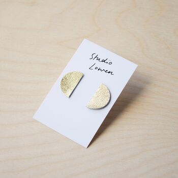 Gold Leather Half Moon Earrings, 2 of 4