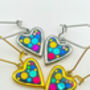 Mini Disco Heart Earrings Handmade With Colourful Sparkles, thumbnail 2 of 10