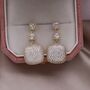 Monaco D’or Gold Pavé Row Cushion Vintage Charm Drop Earrings, thumbnail 2 of 3