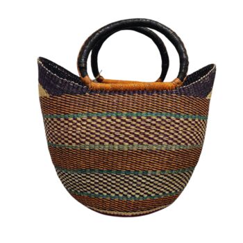 Natural And Black Handwoven Market Basket, 3 of 5