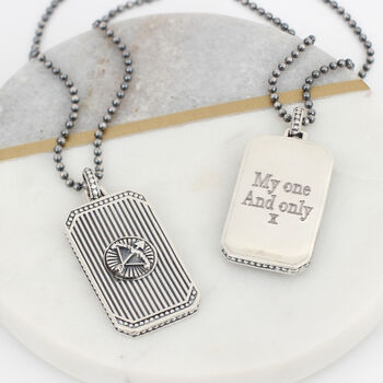 Personalised Sterling Silver Zodiac Dog Tag Necklace, 2 of 7