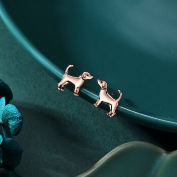 Cute Dog Stud Earrings In Sterling Silver, 4 of 12