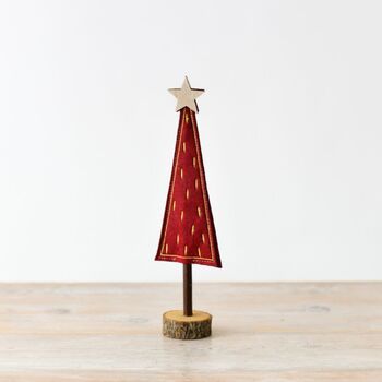 Red Felt Medium Tree Christmas Decoration, 2 of 3