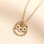 Personalised Family Hammered Halo And Birthstone Pendant Necklace In Gold Plating, thumbnail 3 of 5