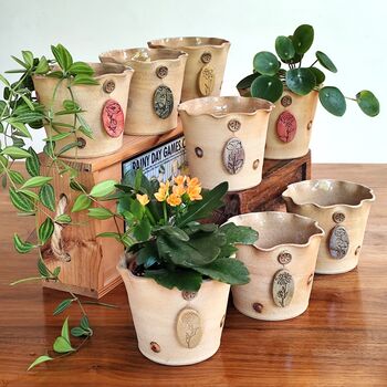 Birth Flower Pottery Plant Pot Gift Handmade Planter, 2 of 10