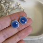 Small Blue Hexagon Clay Earrings, thumbnail 3 of 6