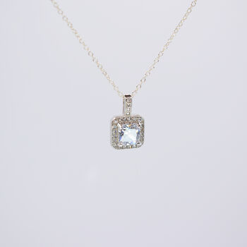 Square Cubic Zirconia Pendant Necklace, 2 of 5