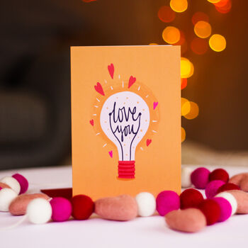 Love You Light Bulb Valentine's Card, 2 of 4