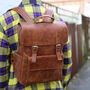 'Kingsley' Men's Leather Laptop Backpack In Tan, thumbnail 1 of 12
