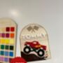 Personalised Wooden Monster Truck Name Plaque / Shelf Sitter Car Garage Playroom Sign, thumbnail 1 of 4
