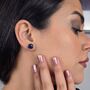 Sapphire September Birthstone Silver Stud Earrings, thumbnail 3 of 4