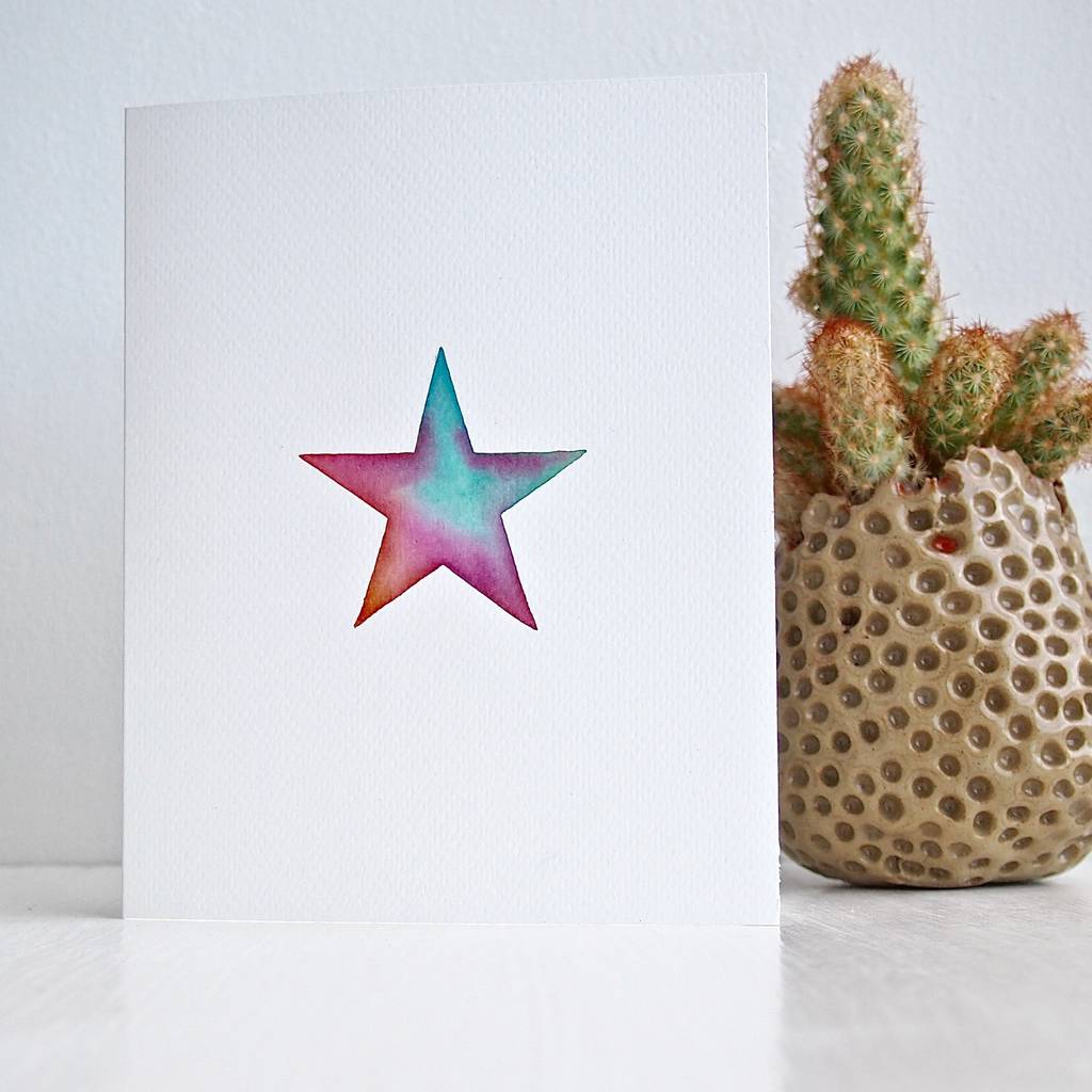 Christmas card - star handmade embroidery – Kolours