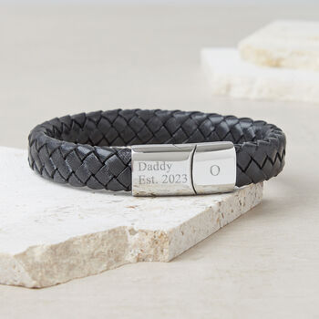 Mens Personalised Dad / Daddy Est. Leather Bracelet, 4 of 7