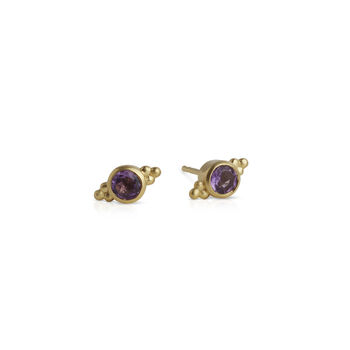 Birthstone Stud Earrings Gold Plated Sterling Silver, 2 of 12