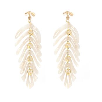 Pearl White Leaf Bridal Earrings, 3 of 6