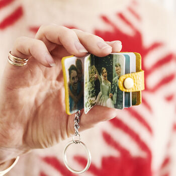 Personalised Leather Eight Photo Mini Book Keyring For Dad With Hot Stamped Initials, Name Or Date, 10 of 11