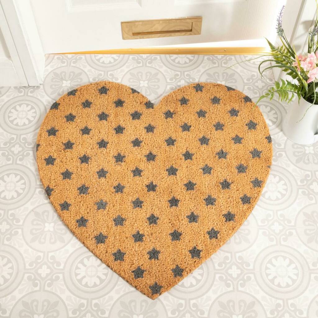 Multi Stars Heart Shaped Print Doormat By Lime Lace