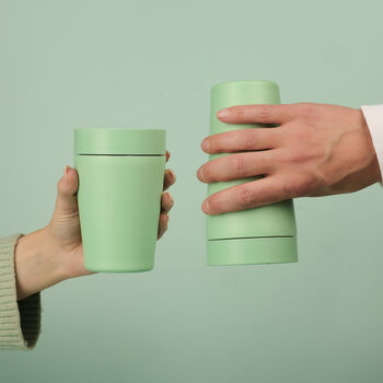 Circular And Co Travel Mug Made From Recycled Stainless Steel 12oz Seaglass Green, 6 of 8