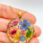 Statement Gold Necklace With Pink Flowers, thumbnail 7 of 12