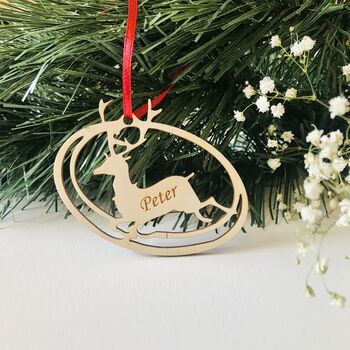 Reindeer Personalised Christmas Tree Ornament, 2 of 3