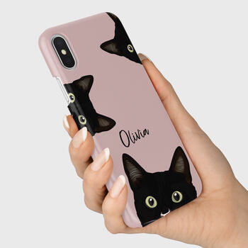 Personalised Black Cat Phone Case, 5 of 6
