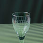 G Decor Virelle Set Of Four Handmade Wine Glasses Clear Stemmed Goblets With Hand Etched Linear Design, thumbnail 4 of 5