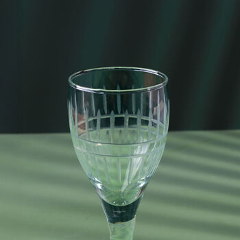 G Decor Virelle Set Of Four Handmade Wine Glasses Clear Stemmed Goblets With Hand Etched Linear Design, 4 of 5