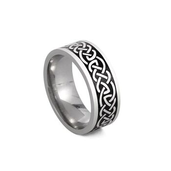 8mm Mens Celtic Knot Stainless Steel Band Ring, 5 of 6