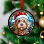 Labradoodle Golden In Santa Hat Suncatcher Decoration, thumbnail 5 of 6