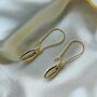 Long Silver Cowrie Sea Shell Charm Boho Dangle Earrings, thumbnail 4 of 7