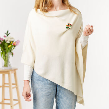 Soft Knit Poncho And Festive Magnetic Brooch Set, 5 of 10