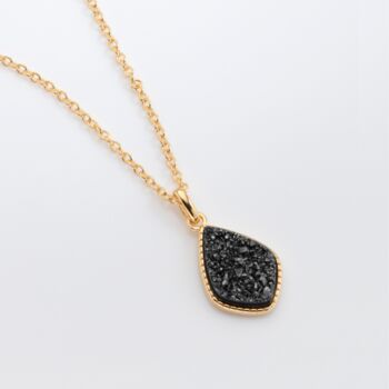 Black Druzy Crystal 18k Gold Plated Necklace, 3 of 5