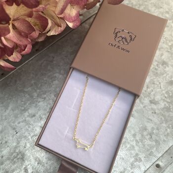 Dachshund Necklace In 925 Sterling Silver Or 18kt Gold Plated, 4 of 6