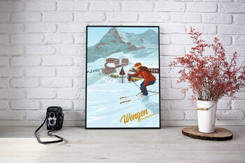 Wengen Ski Resort Switzerland Travel Poster Art Print, 3 of 6