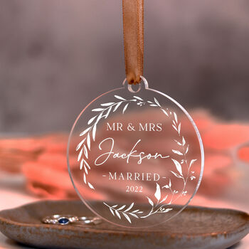 Personalised First Christmas Married Christmas Bauble, 6 of 11