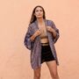 Navy Floral Viscose Summer Jacket, thumbnail 3 of 7