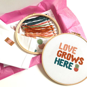 Love Grows Here Cross Stitch Kit, 3 of 3
