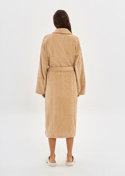 Taupe Unisex 100% Cotton Velour Bathrobe, 3 of 3