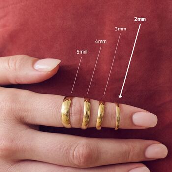 Classic 9ct Yellow Gold Court Wedding Band Ring 2mm, 5 of 5