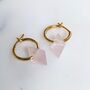 'The Octahedron' Rose Quartz Hoop Gold Plated Earrings, thumbnail 3 of 6