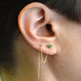 Emerald May Birthstone Gold Plated Threader Earrings, thumbnail 1 of 9