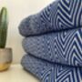 Blue Herringbone Soft Cotton Bedspread, thumbnail 2 of 9