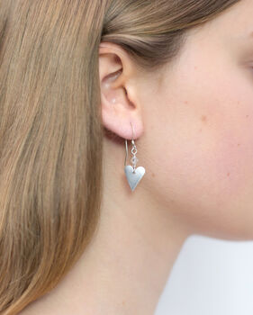 Blue Gold Colour Pattern Heart Earrings And Crystal, 2 of 3