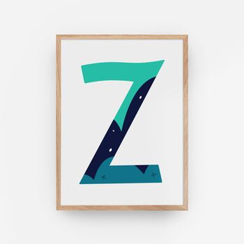 Green And Blue Personalised Initial Letter Art Print, 12 of 12