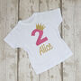 Personalised Birthday Princess Crown Kids T Shirt, thumbnail 2 of 4