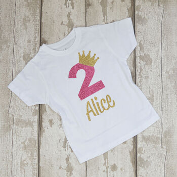 Personalised Birthday Princess Crown Kids T Shirt, 2 of 4