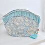 Block Printed Blue Cornflower Quilted Make Up Bag, thumbnail 2 of 4